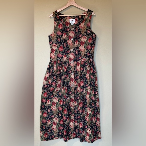 Worldly Cotton Floral Sleeveless Button Front Dress Size Small - Picture 2 of 9